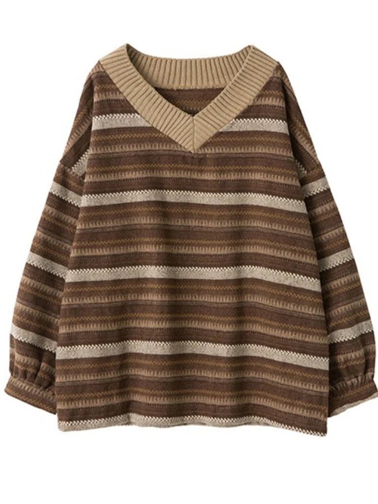 Amaris Vintage Gestreifter Oversize-Pullover